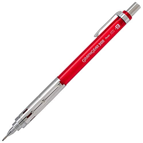 Pentel GraphGear 300 pióro mechaniczne, pudełko z 12 długopisami, czerwone (0,9 mm)