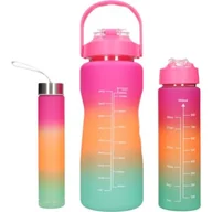 Shakery i bidony sportowe - Bidon EXTRALINK 3w1 2000 ml + 900 ml + 300 ml Różowo-pomarańczowy - miniaturka - grafika 1