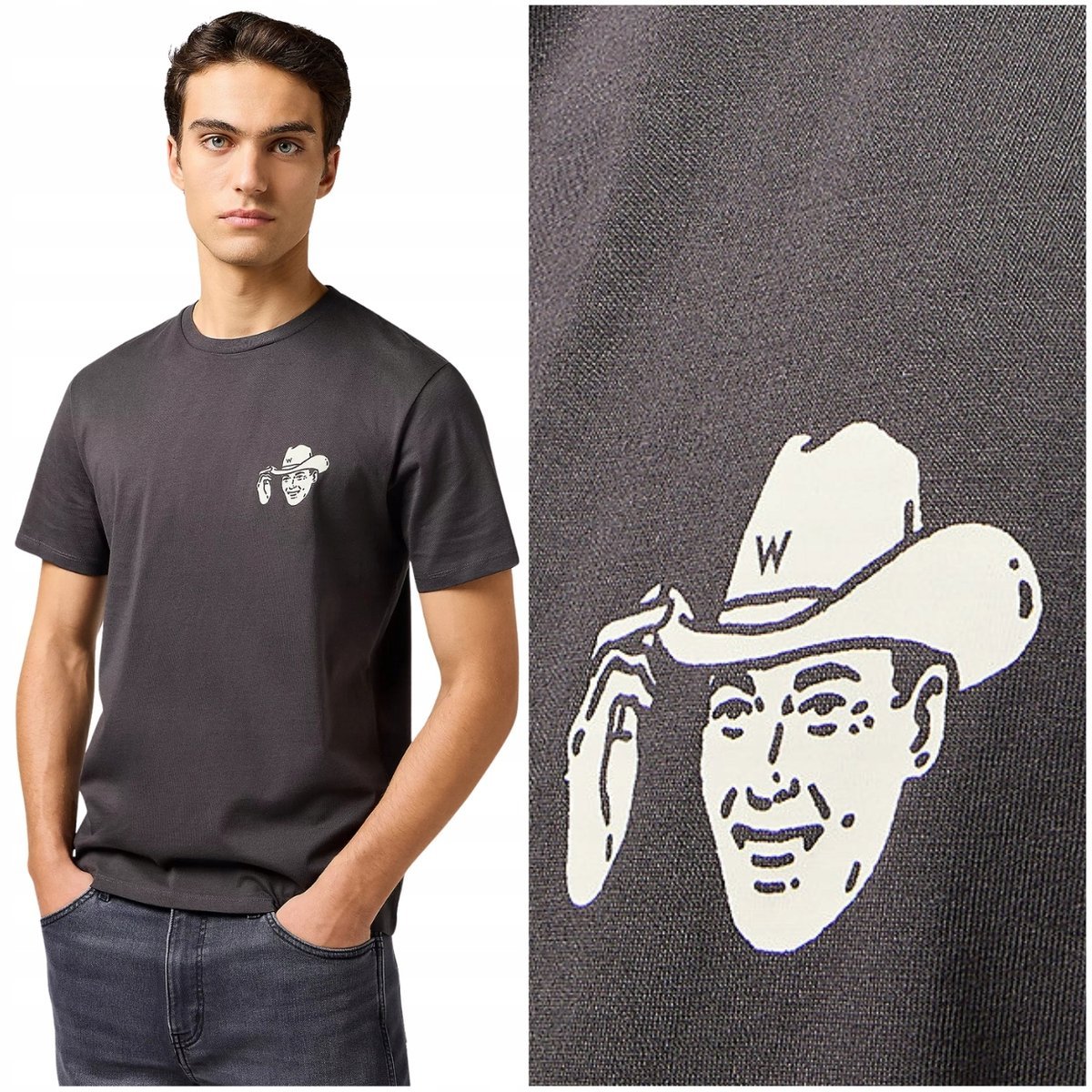 Wrangler SMALL GRAPHIC TEE czarna bawełniana koszulka t-shirt kowboy S