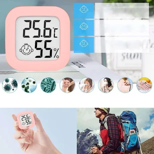 Stacja pogodowa Mini Higrometr pogody Alogy Smiley LCD cyfrowy termometr czujnik temperatury i wilgotności Różowy - Akcesoria do smartwatchy - miniaturka - grafika 7