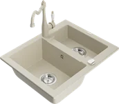 Zlewozmywaki z baterią - Mexen Carlos zlewozmywak granitowy 1,5-komorowy z baterią kuchenną Carla, beżowy - 6518-69-670700-69 - miniaturka - grafika 1
