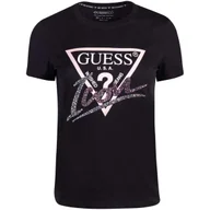 Koszulki i topy damskie - GUESS KOSZULKA DAMSKA T-SHIRT SS CN ICON TEE CZARNA r.S - miniaturka - grafika 1