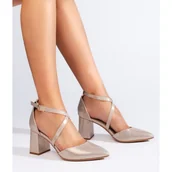 Czółenka - Złote czółenka damskie Sergio Leone złoty - miniaturka - grafika 1