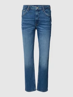 Spodnie damskie - Jeansy o kroju straight fit z efektem znoszenia - grafika 1