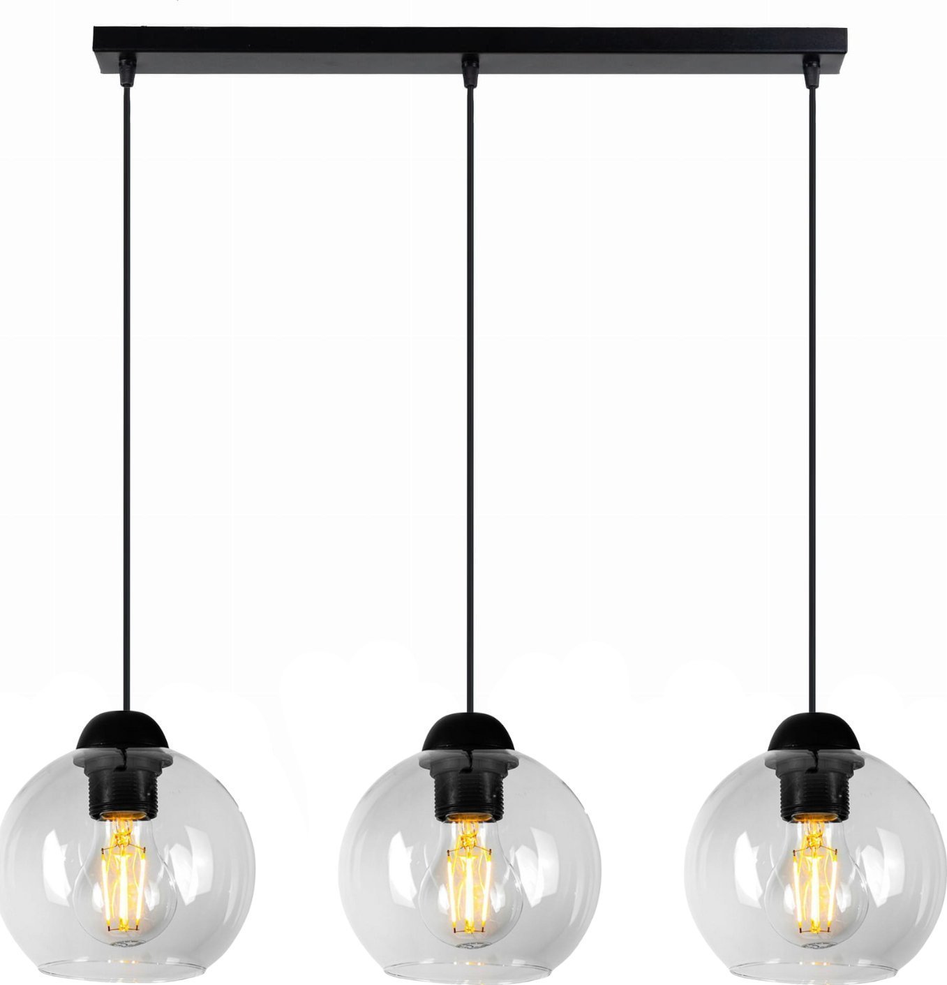 Lampa wisząca żyrandol 3 żarówki czarna BOLL