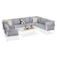 Meble ogrodowe - Zestaw Mebli Ogrodowych Wypoczynkowych MONZA Duży Narożnik Stolik na Taras - miniaturka - grafika 1