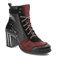 Botki damskie - Bordowe Botki Maciejka Eleganckie Buty Na Obcasie - miniaturka - grafika 1