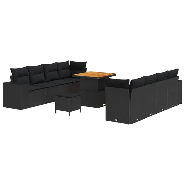 Modułowy Zestaw Sofy Ogrodowej, Czarny Syntetyczny Rattan, 4 Elementy