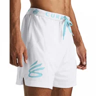 Spodnie sportowe męskie - Męskie spodenki do koszykówki Under Armour Curry Splash Short - białe - UNDER ARMOUR - miniaturka - grafika 1