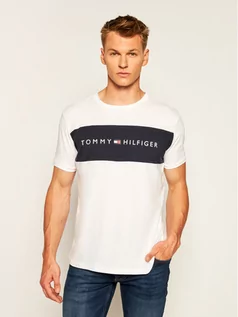 Koszulki męskie - Tommy Hilfiger T-Shirt Logo Flag UM0UM01170 Biały Regular Fit - grafika 1