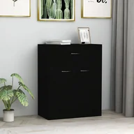 Szafki do salonu - vidaXL Szafka, czarna, 60 x 30 x 75 cm, płyta wiórowa - miniaturka - grafika 1