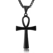 Męski naszyjnik ze stali nierdzewnej Coptic Ankh Cross Religious Pendant czarny 1 pcs
