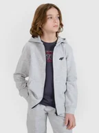 Bluzy dla chłopców - 4F Bluza dresowa rozpinana z kapturem chłopięca - szara 140 (9-10 lat) - miniaturka - grafika 1