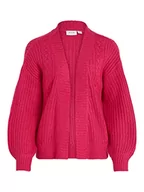 Swetry damskie - Vila Women's VISOFIA L/S Open Knit Kardigan dziergany, Pink Yarrow, L, różowy, L - miniaturka - grafika 1
