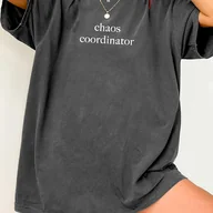 Inne - TEMU Koszulka Damska z Nadrukiem Liter - Wygodny Poliester, Okrągły Dekolt, Możliwość Prania w Pralce - Idealna na Każdą Porę Roku - miniaturka - grafika 1