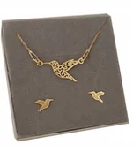 Zestawy biżuterii dla kobiet - Złoty komplet koliber ażur CELEBRYTKA srebro 925 - miniaturka - grafika 1