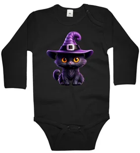 Body dziecięce Fioletowy Czarny Kot Wiedźma Czarownica Halloween 74/80 - Body dla niemowląt Body dziecięce Fioletowy Czarny Kot Wiedźma Czarownica Halloween 74/80 - Body dla niemowląt - miniaturka - grafika 1