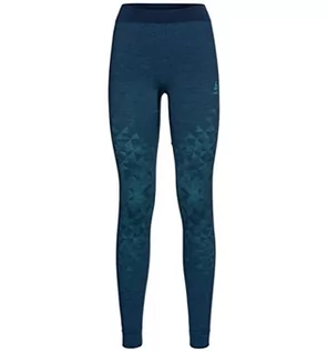 Spodnie damskie - ODLO Damskie spodnie z ciepłą warstwą bazową, Niebieski skrzydło morski melanż, L - grafika 1