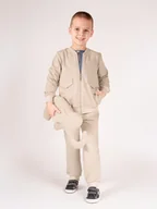 Bluzy dla chłopców - Chłopięca bluza bomberka beżowa Nicol,r.122 - miniaturka - grafika 1