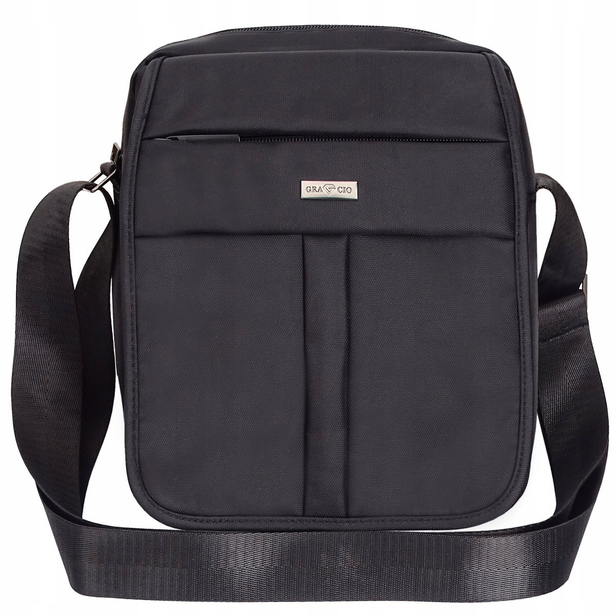 Saszetka męska na ramię torba listonoszka materiałowa czarna mocna GRACIO