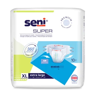 Seni Super, pieluchomajtki, Extra Large, 130-170 cm, 10 sztuk - Pieluchy dla dorosłych - miniaturka - grafika 1