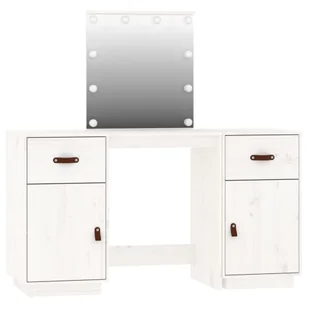 Lumarko Toaletka z LED, vit, lite drewno sosnowe - Toaletki - miniaturka - grafika 7