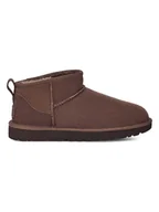 Botki damskie - UGG Botki w kolorze ciemnobrązowym ze skóry jagnięcej - miniaturka - grafika 1