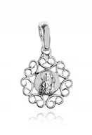 Naszyjniki - SREBRNY AŻUROWY MEDALIK Z M. BOSKĄ CZĘSTOCHOWSKĄ - miniaturka - grafika 1