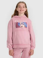 Bluzy damskie - 4F Bluza dresowa nierozpinana z kapturem dziewczęca - różowa 122 (6-7 lat) - miniaturka - grafika 1