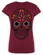 Koszulki i topy damskie - T-Shirt damski kolorowy nadruk CZASZKA r.L - miniaturka - grafika 1