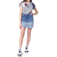 Spódnice - Spódnica damska Desigual Fal Log jeansowa mini asymetryczna-W26 - miniaturka - grafika 1