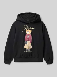 Bluza o kroju oversized z kapturem i wyhaftowanym logo model ‘Active’ - Bluzy dla dziewczynek - miniaturka - grafika 1
