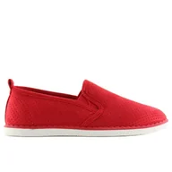 Trampki damskie - Tenisówki slip-on czerwone LA08P Red - ButyModne - miniaturka - grafika 1