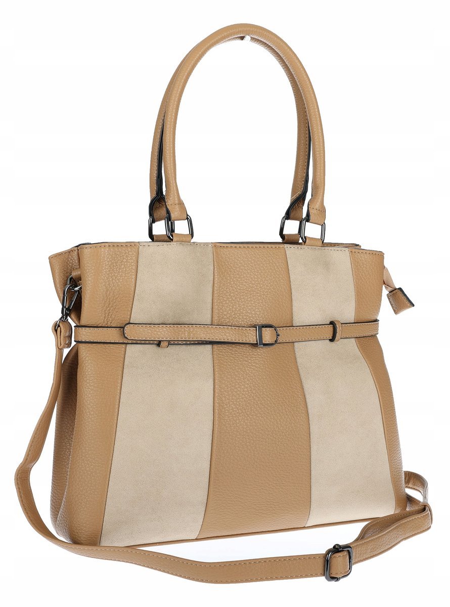 Torebka damska kuferek A4 elegancka do pracy włoska marka MC371 Beżowa