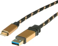 Kable USB - Roline USB 0.5M Kabel USB 3.2 Gen 2 (3.1 Gen 2) USB A USB C Czarny, Złoty - miniaturka - grafika 1