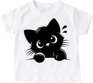 Koszulki dla dziewczynek - koszulka z kotem dla dziecka kot czarny 5 - miniaturka - grafika 1