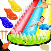 Place zabaw - ŚLIZGAWKA WODNA ŚLIZG WODNY DŁUGA POTRÓJNA DLA DZIECI Z FONTANNĄ + 3 DESKI - miniaturka - grafika 1