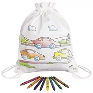 Zabawki kreatywne - Goki Bawełniany worek do kolorowania z kredkami Auta - miniaturka - grafika 1