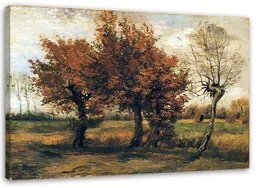 Obraz na płótnie, Pejzaż jesienny z czterema drzewami - V. van Gogh reprodukcja 90x60 - Obrazy i zdjęcia na płótnie - miniaturka - grafika 1