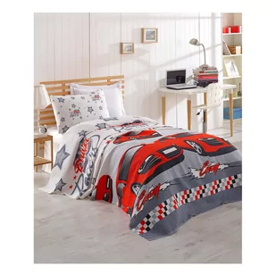 Dziecięca narzuta bawełniana Eponj Home Cars, 160x235 cm - Koce i narzuty dla dzieci - miniaturka - grafika 1