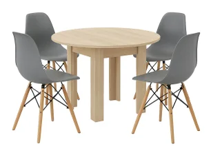Okrągły Stół Dąb Sonoma Z Czterema Krzesłami K9-R34 - Stoły z krzesłami Okrągły Stół Dąb Sonoma Z Czterema Krzesłami K9-R34 - Stoły z krzesłami - miniaturka - grafika 1
