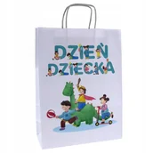 Akcesoria do pakowania - torba papierowa z nadrukiem dla dzieci na dzień dziecka 24x10x32cm - miniaturka - grafika 1