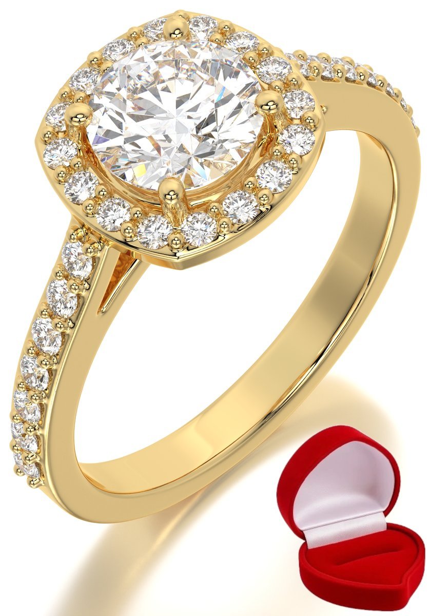 ZŁOTY PIERŚCIONEK ZARĘCZYNOWY 585 14k DIAMENT LAB BRYLANT 1 ct R23