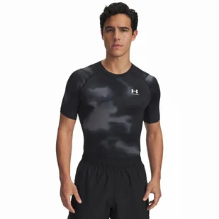 Męska koszulka Under Armour HG Armour Printed SS Rozmiar: M / Kolor: czarny/biały - Koszulki sportowe męskie - miniaturka - grafika 1