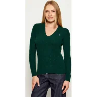 Swetry damskie - POLO RALPH LAUREN Wełniany sweter KIMBERLY Slim Fit z dodatkiem kaszmiru - miniaturka - grafika 1