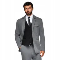 Marynarki męskie - Dzianinowa marynarka męska o dopasowany kroju grafitowa V1 OM-BLZB-0100 M - miniaturka - grafika 1