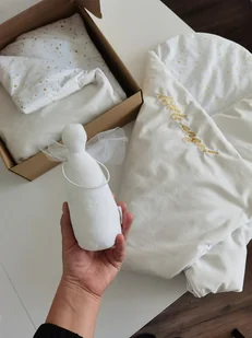 Zestaw dla małego aniołka - gruby koc/pościel, poduszka, rożek, zawieszka - Pamiątka Chrztu Świętego - miniaturka - grafika 1