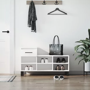 vidaXL Półka na buty, biały, 102x36x60 cm, materiał drewnopochodny - Wieszaki i stojaki - miniaturka - grafika 1