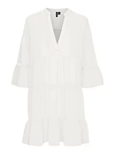 Sukienki - VERO MODA Women's VMMILAN 3/4 Short Dress WVN sukienka, śnieżna biel, M, Snow White, M - grafika 1