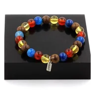 Bransoletki - Kamienie i minerały. Bransoletka z koralików cytrynowych + agat z niebieską wstążką + agat czerwony + drewno 8 Wyprodukowano we Francji. - miniaturka - grafika 1